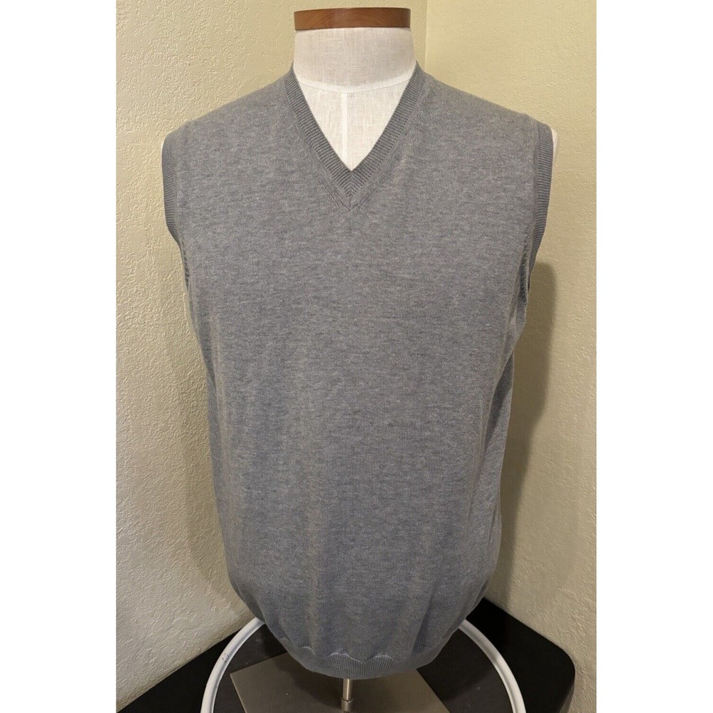 Carnoustie Mens Golf Sweater Vest Gray 100% Pima Cotton Sz M